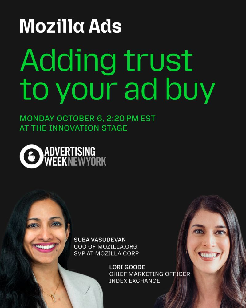 Mozilla Ads announcement for “adding trust to your ad buy”